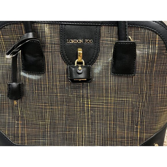 London Fog Womens Designer Handbag With Black‎ Patterned Interior & Gold - Picture 2 of 10